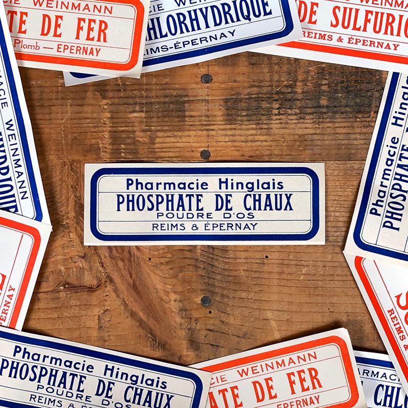 étiquette ancienne pharmacie weinmann reims epernay marne 1900 1920 phosphate de chaux