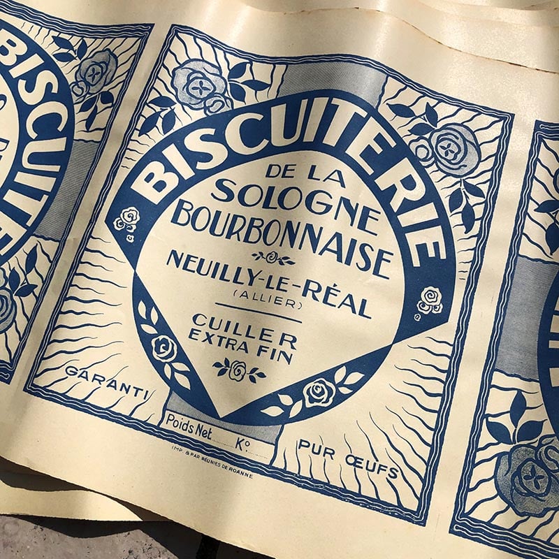 étiquette biscuits biscuiterie sologne bourbonnaise ancienne décor couvre boite papier 1930 imprimerie imprimeur