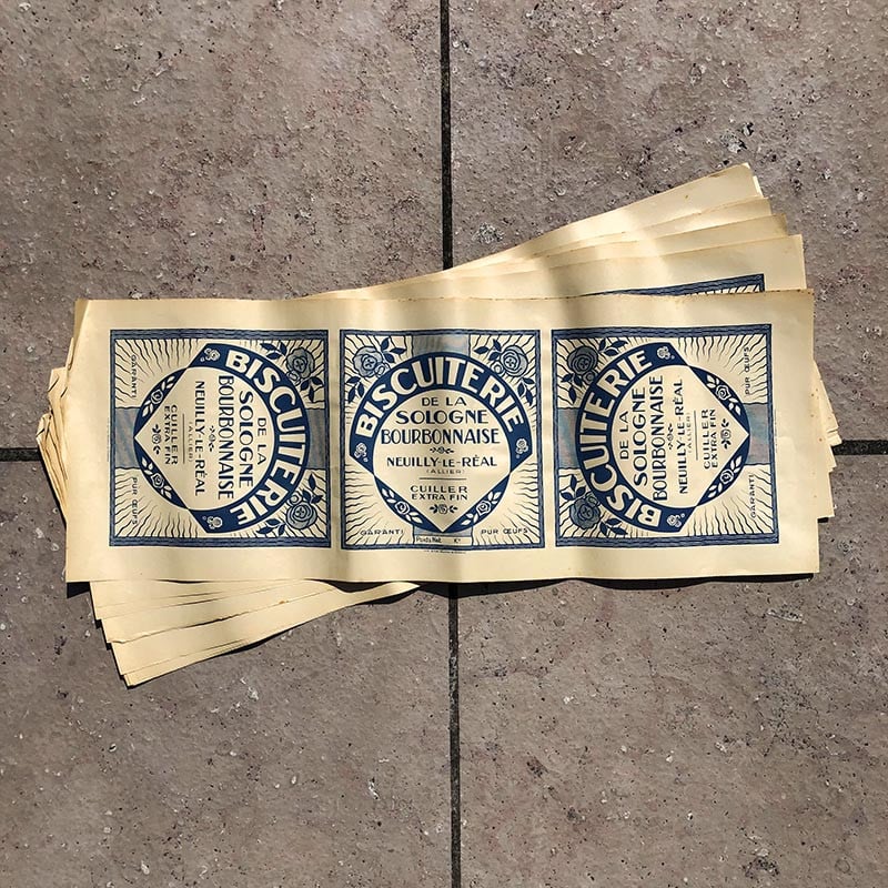 étiquette biscuits biscuiterie sologne bourbonnaise ancienne décor couvre boite papier 1930 imprimerie imprimeur