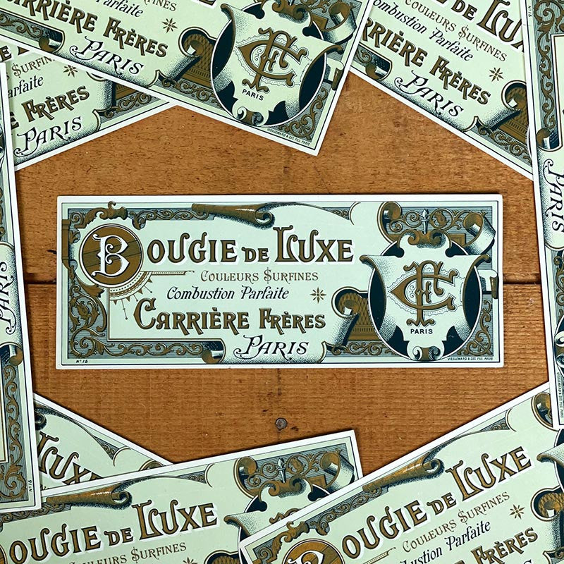 étiquette ancienne bougie de luxe carrière frères papier vintage 1900 boite paquet 1890 paris illustration