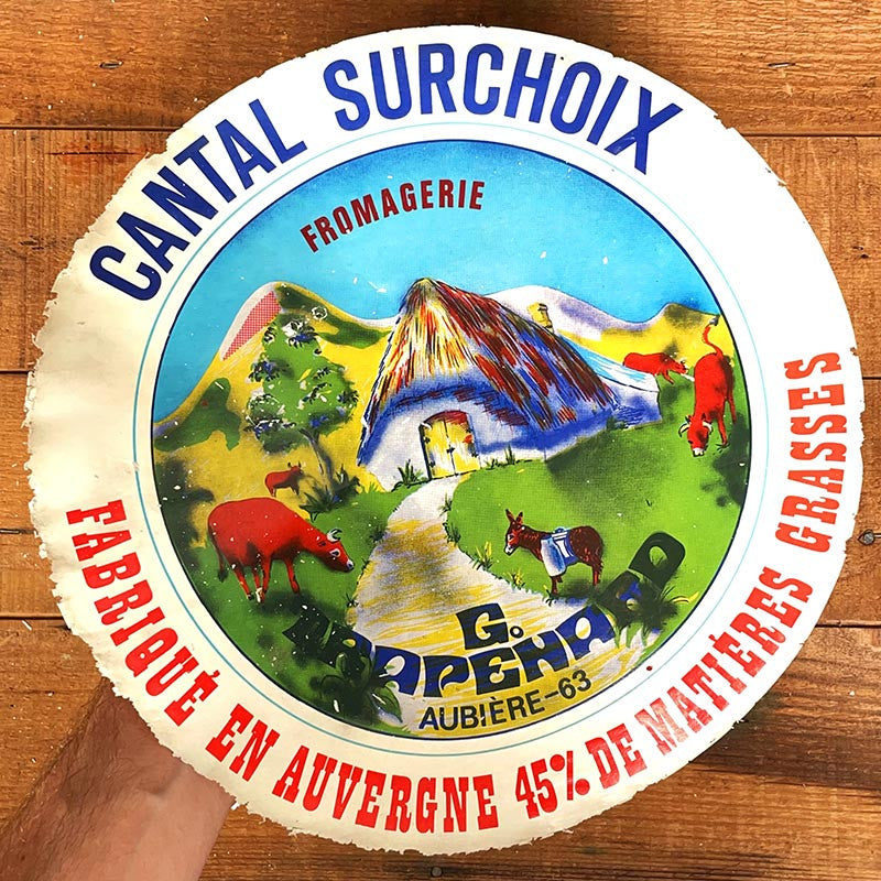 étiquette fromage ancien vintage papier fromagerie 1960 cantal surchoix auvergne grande