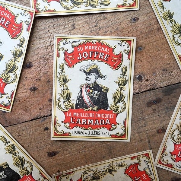 etiquette ancienne vintage chicorée au marechal joffre 1920 1930 armada militaire militaria armée
