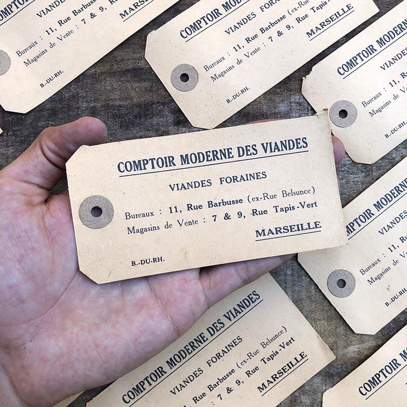 étiquette ancienne papier livraison comptoir viandes foraines marseille abattoir boucherie ancien vintage 1950 1960