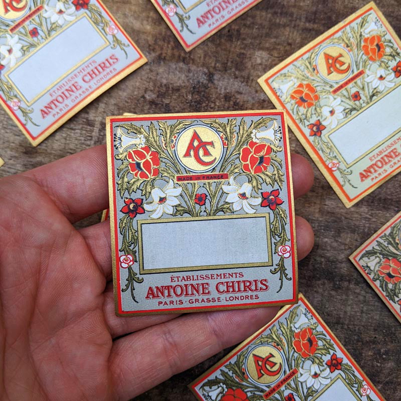 étiquette parfum parfumerie papier ancien vintage collection fragrance stock brocante 1930