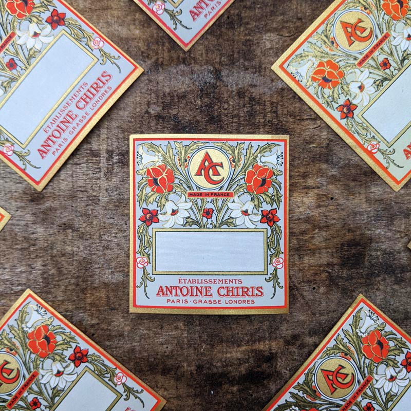 étiquette parfum parfumerie papier ancien vintage collection fragrance stock brocante 1930