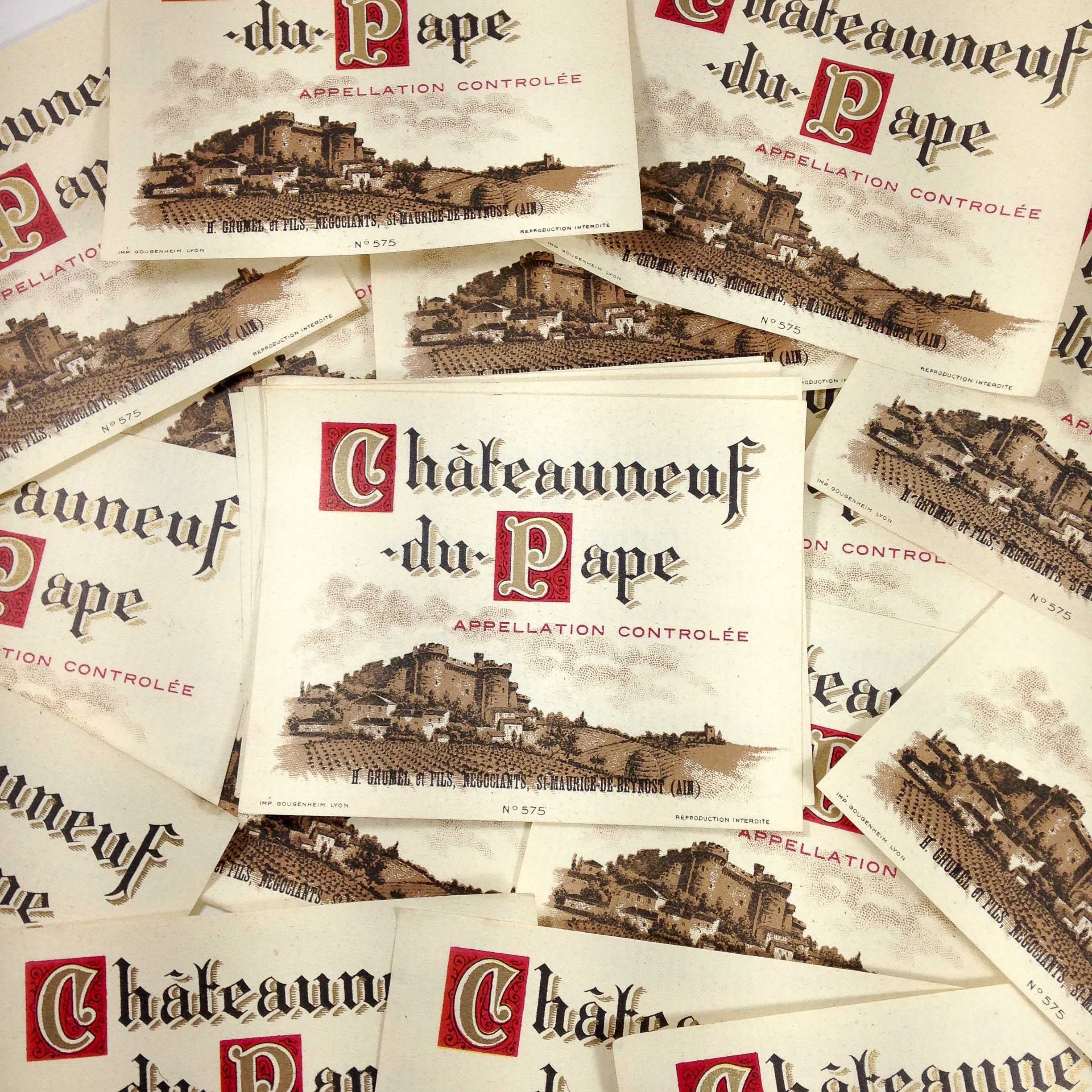Étiquette de Vin Châteauneuf du Pape 1970