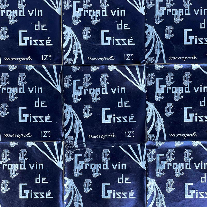 étiquette de vin ancienne grand vin de gissé récolte illustration vignoble 1900 1910 1920 vintage
