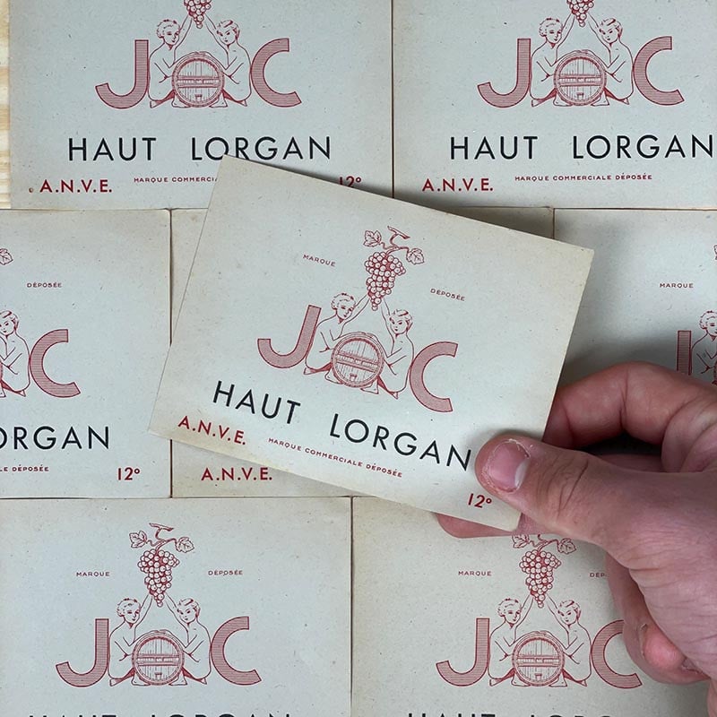 étiquette de vin ancienne joc lorgan anve vignoble 1900 1910 1920 vintage