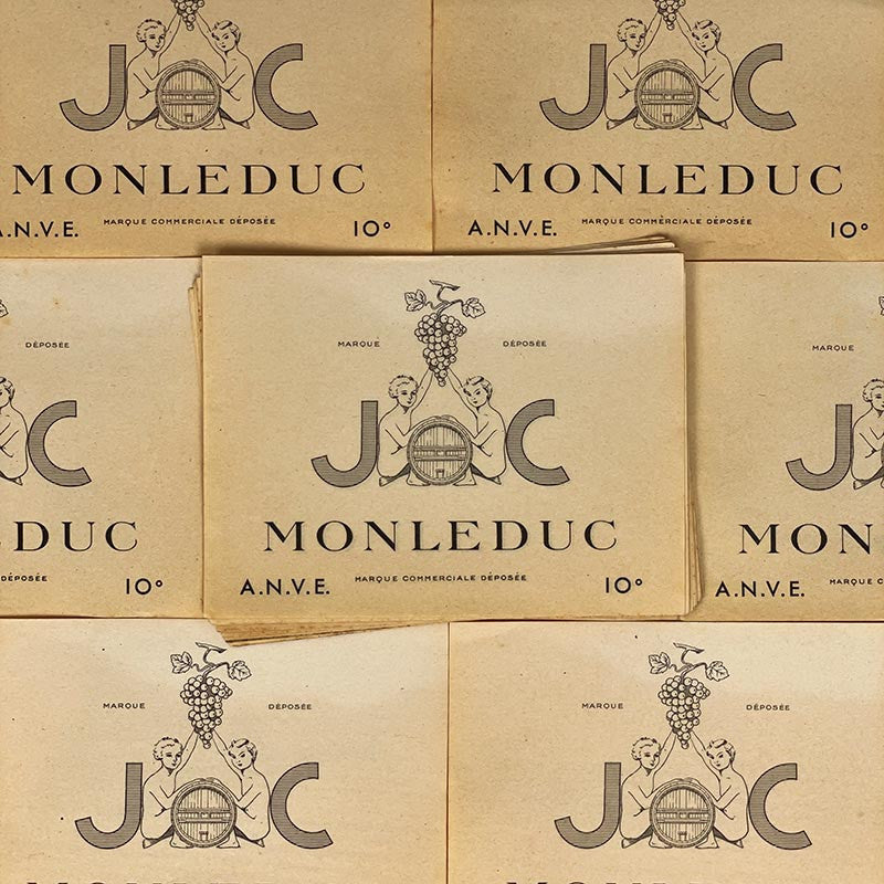 étiquette de vin ancienne joc jc monleduc anve vignoble 1900 1910 1920 vintage
