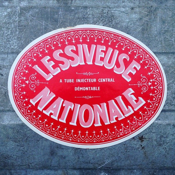 grande étiquette de lessiveuse imprimeur imprimerie 1960 nationale rouge