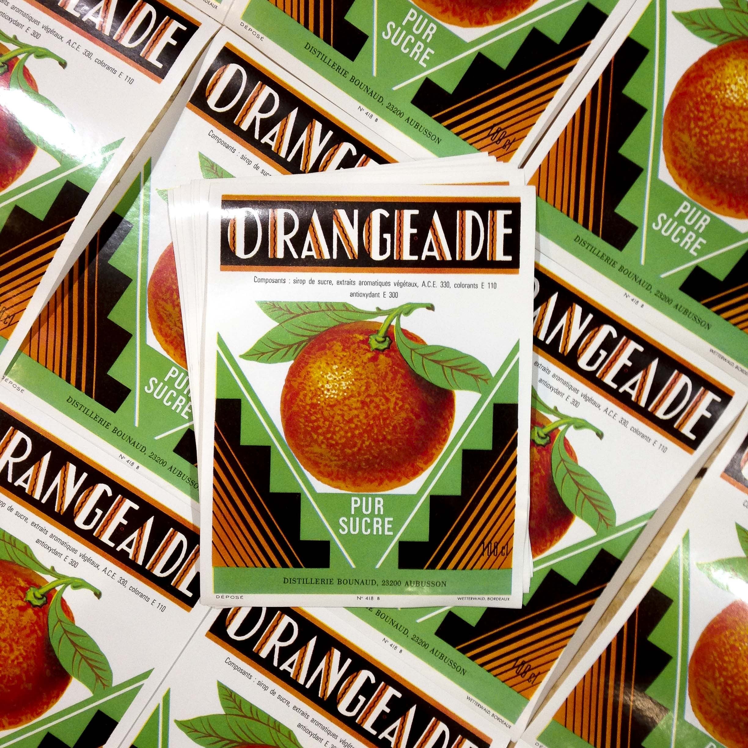 étiquette sirop orangeade ancien vintage papier bistrot bar 1960