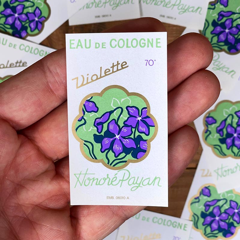 étiquette de parfum ancienne honoré payan eau de cologne grasse paris 1930 violette