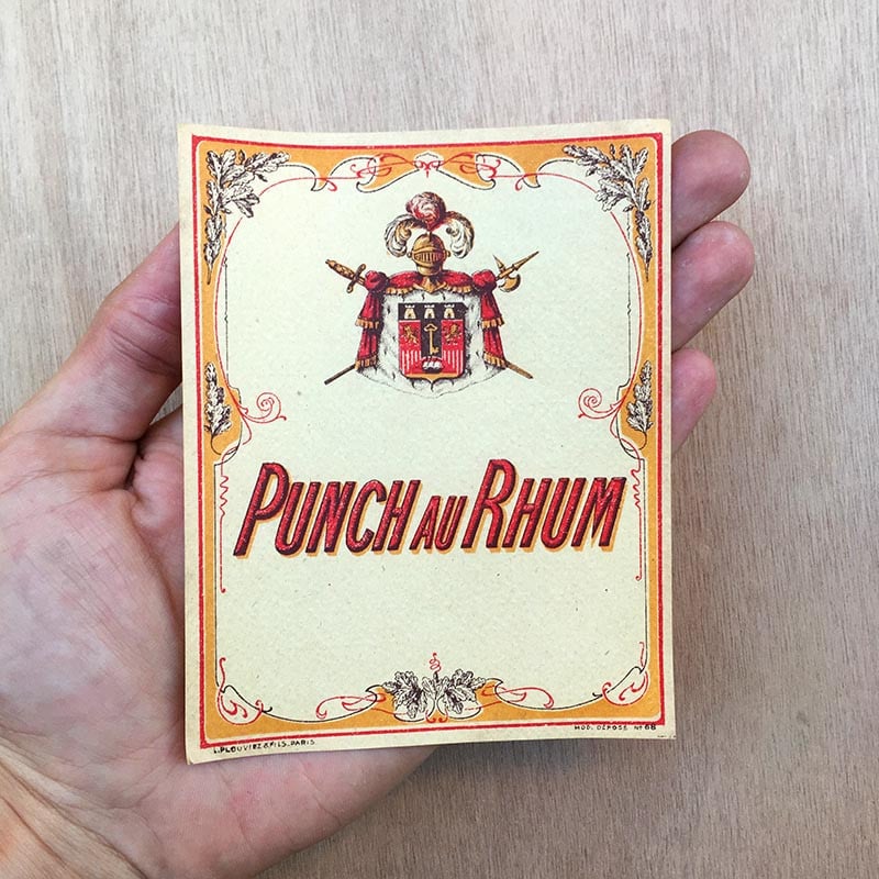 Etiquette punch au rhum rhum 1930 boisson alcool bar brasserie bistrot