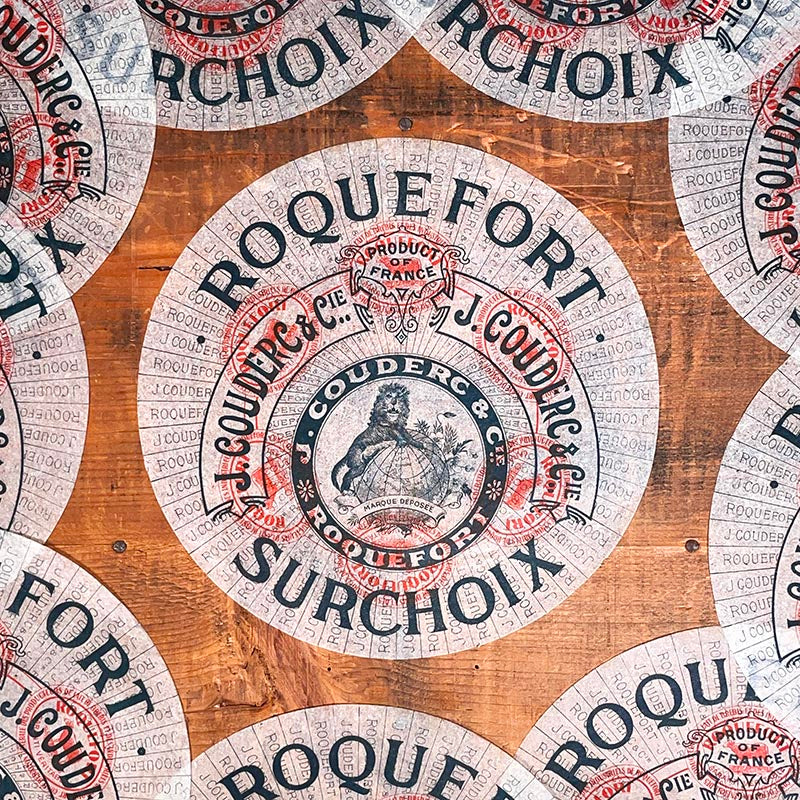 étiquette fromage roquefort surchoix ancien vintage fromagerie 1920 1930 calque transparent papier très fin j couderc le lion