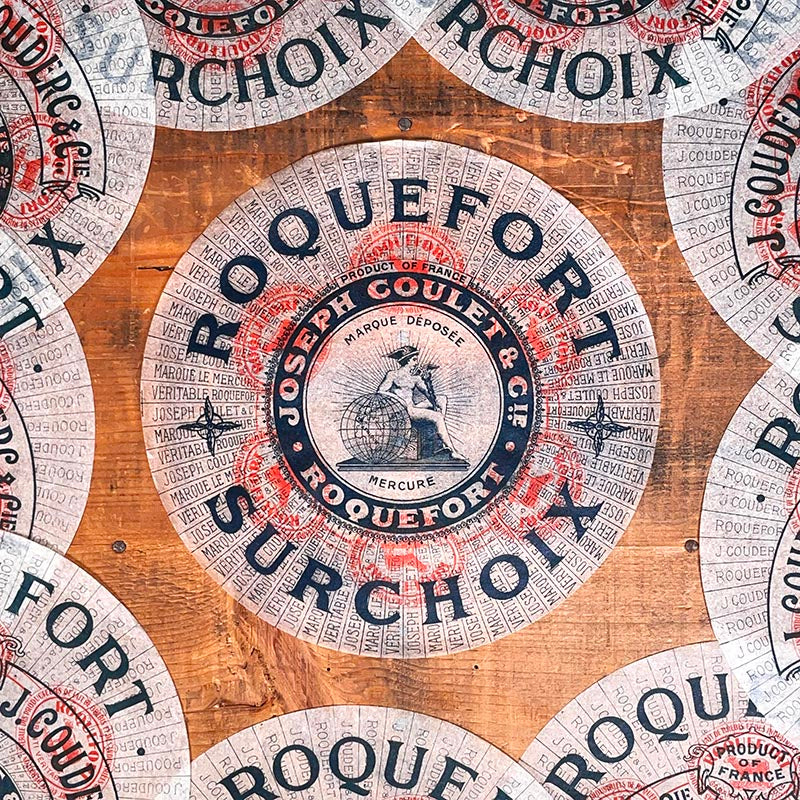 étiquette fromage roquefort surchoix ancien vintage fromagerie 1920 1930 calque transparent papier très fin joseph coulet mercure
