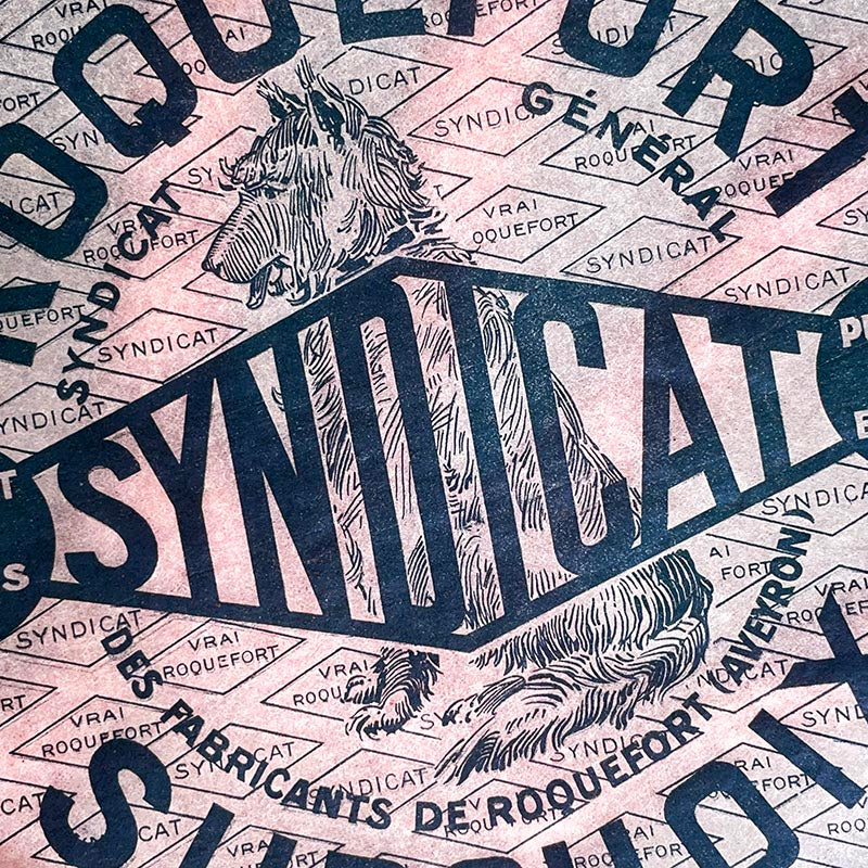 étiquette fromage roquefort surchoix ancienne vintage fromagerie 1920 1930 calque transparent papier très fin syndicat chien