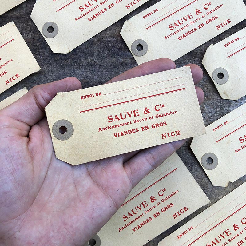 étiquette ancienne papier livraison sauve et cie viandes en gros Nice abattoir boucherie ancien vintage 1950 1960