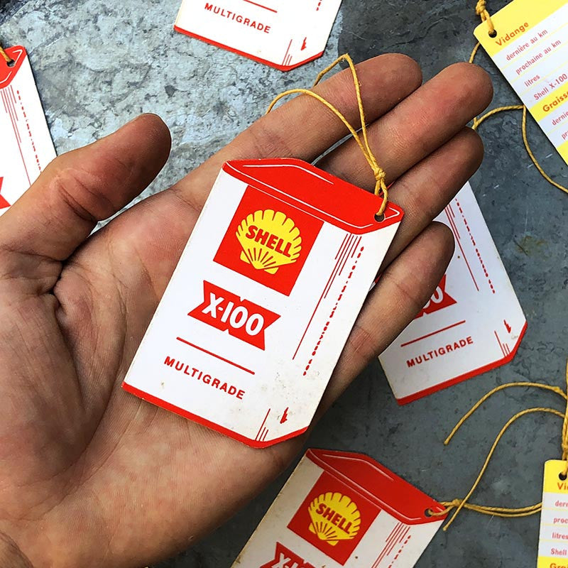 etiquette de graissage station service shell x 100 X100 multigrade garage voiture ancienne 1970 1980 ancien vintage
