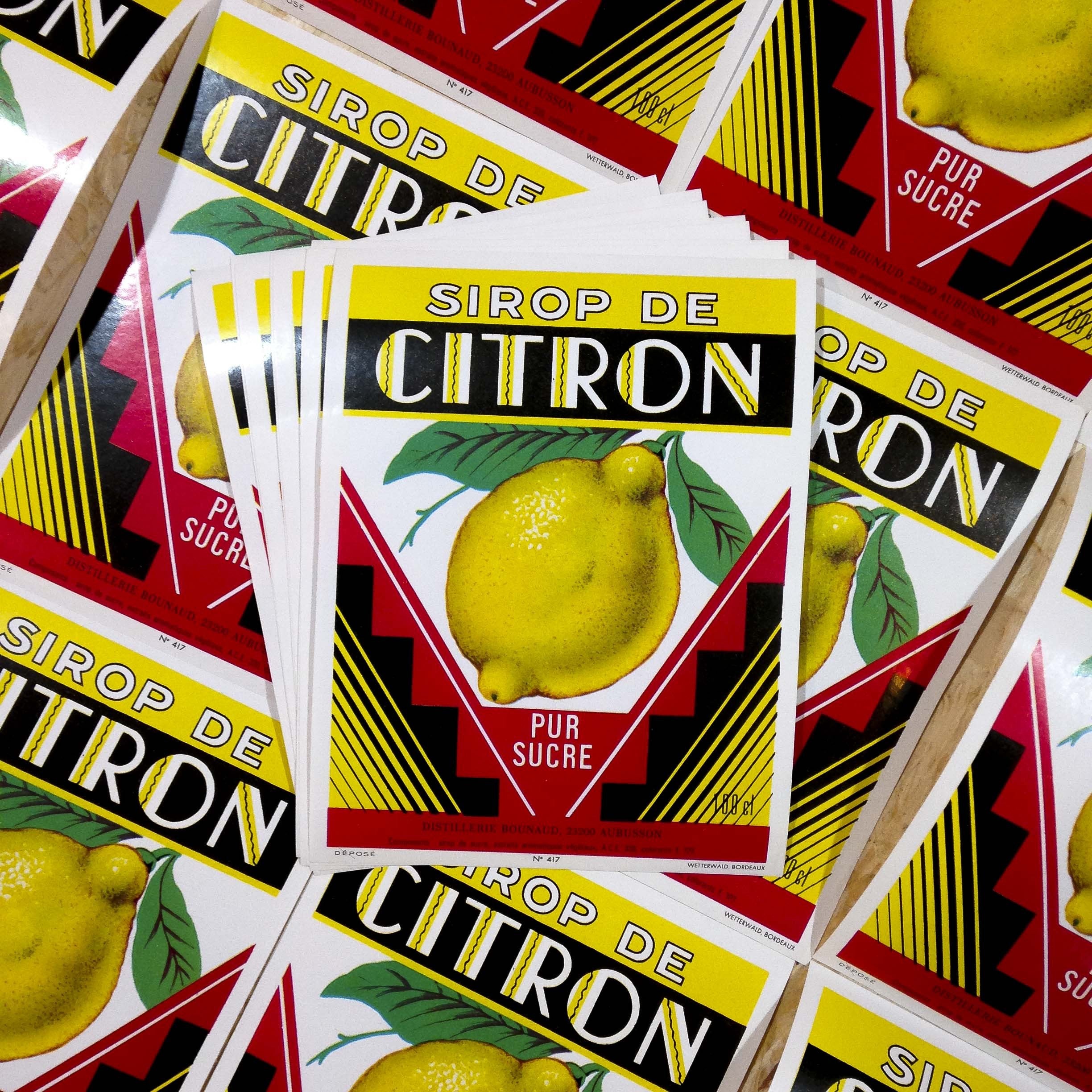 étiquette sirop citron ancien papier vintage bar bistrot 1960