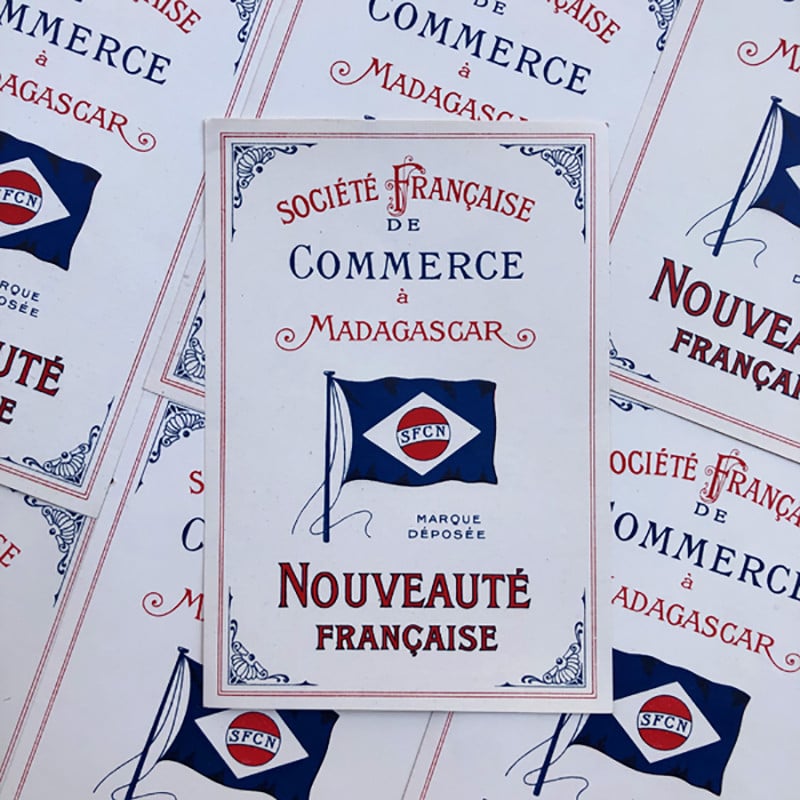ancien vintage papier société française de commerce à madagascar imprimerie ancienne nouveauté 1900