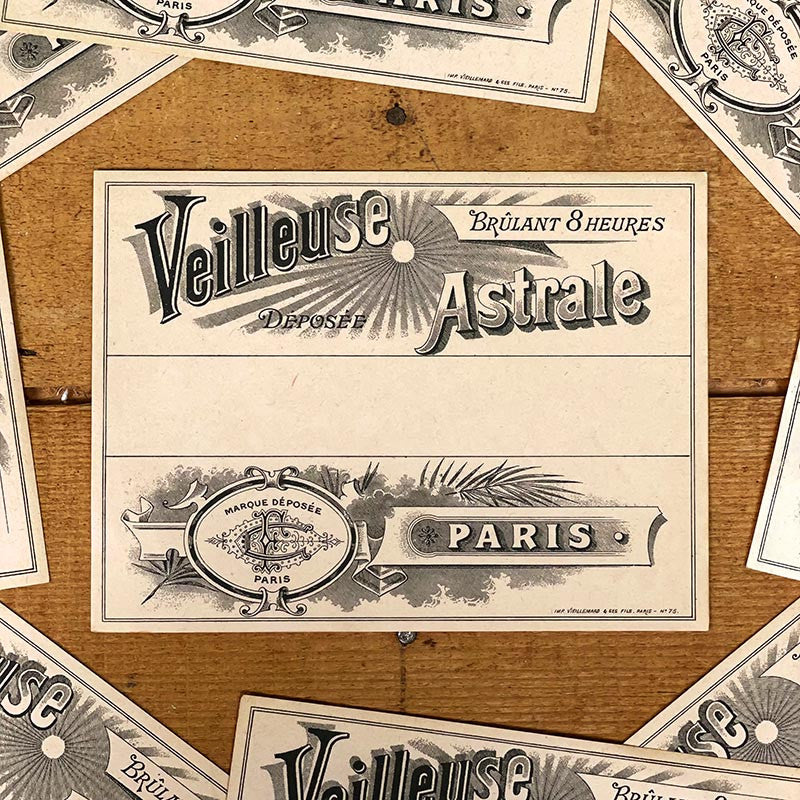 étiquette ancienne veilleuse astrale papier vintage 1900 boite paquet 1890 paris illustration