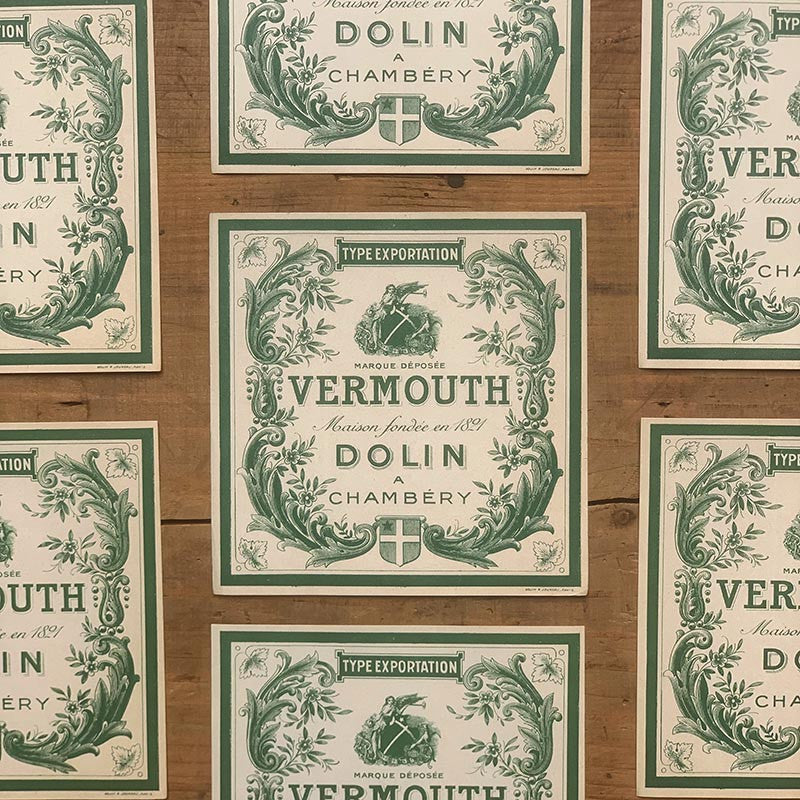 étiquette alcool vermouth dolin chambéry savoie 1890 1900 ancien vintage alcool distillerie imprimerie collection