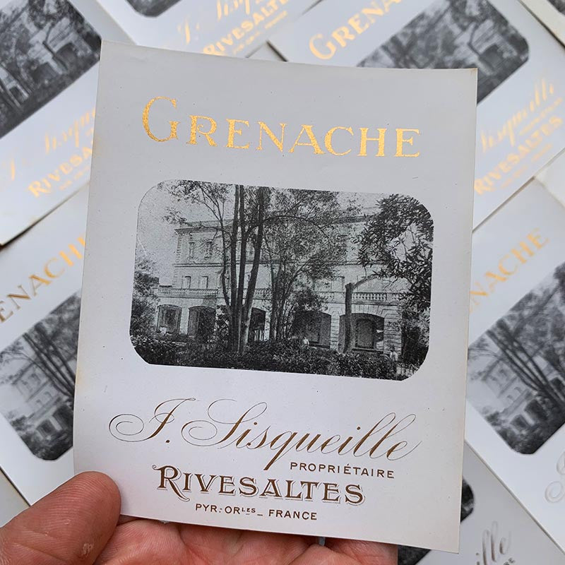 étiquette bistrot bar vin cuit grenache rivesaltes sisqueille PO papier ancienne vintage 1930 bouteille alcool