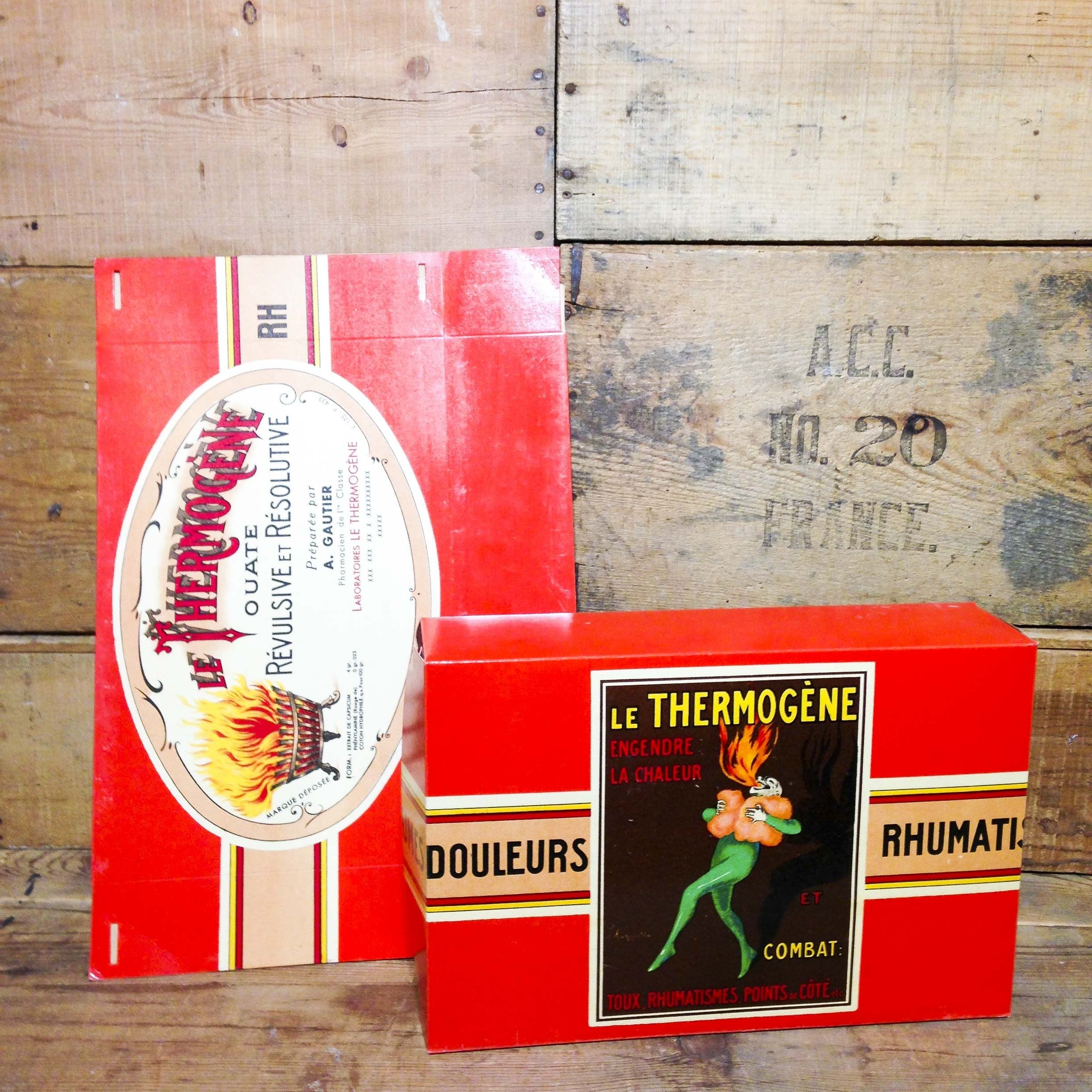 factice thermogène boite carton ancien vintage douleurs rhumatismes pharmacie illustration cappiello 1930