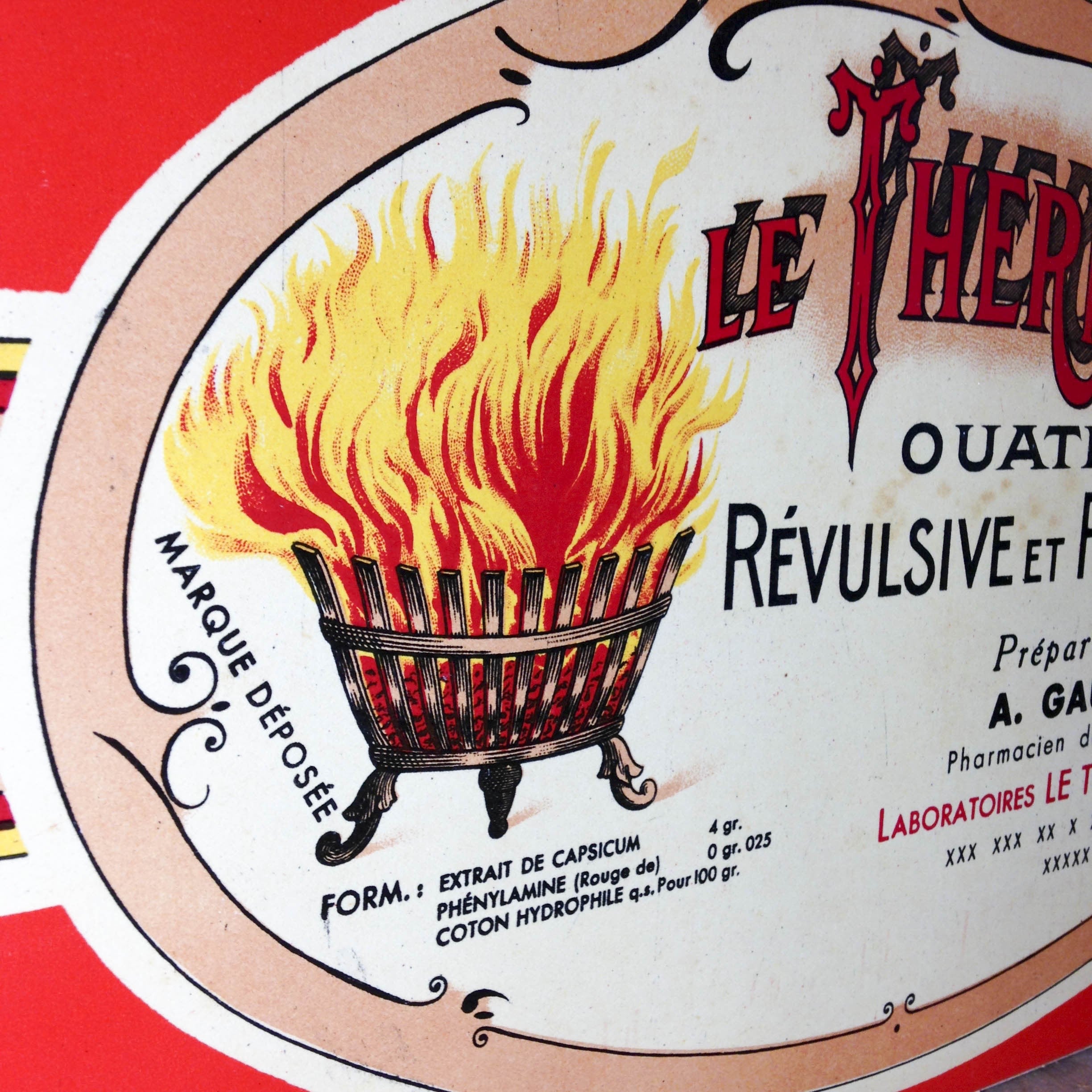 factice thermogène boite carton ancien vintage douleurs rhumatismes pharmacie illustration cappiello 1930