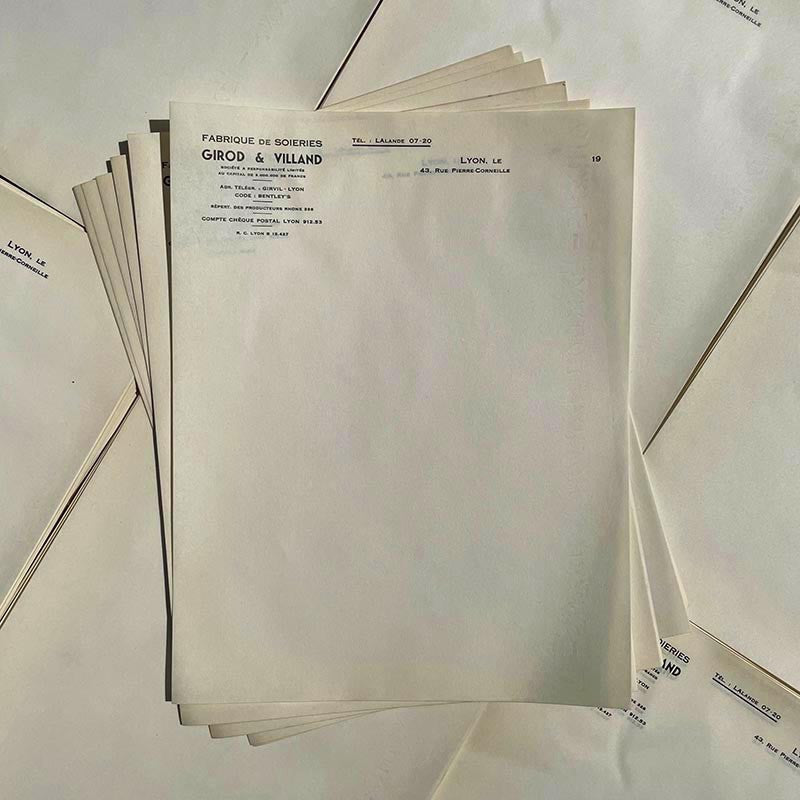 facture fabrique de soieries soie girod villand lyon ancien ancienne papier stock vintage 1940 1950