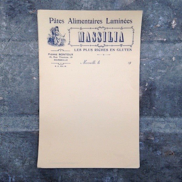 facture pates alimentaires massilia marseille 1920 ancien vintage