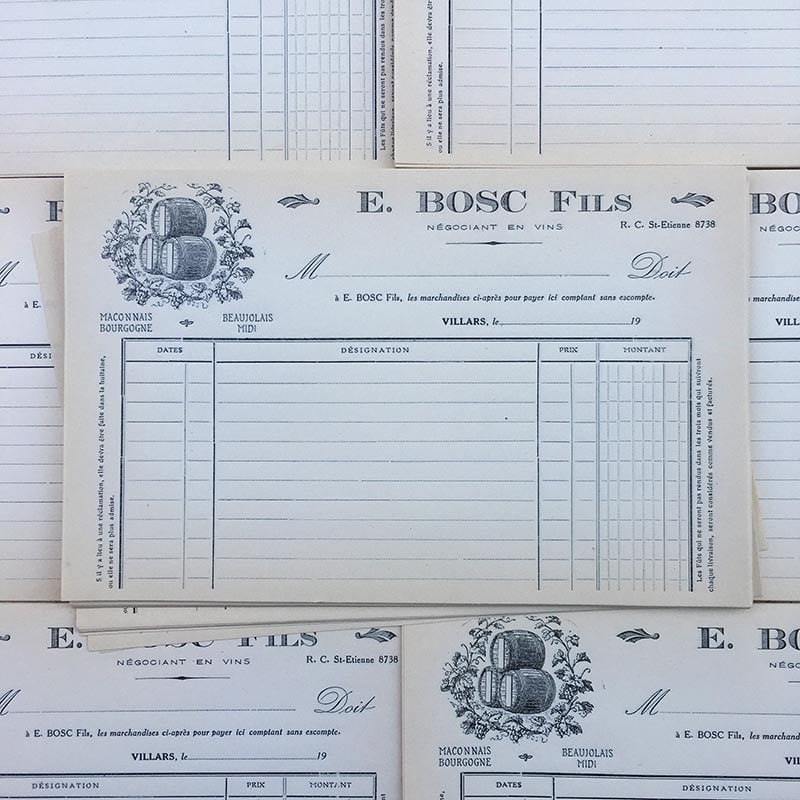 Invoice Bosc Wines 1930