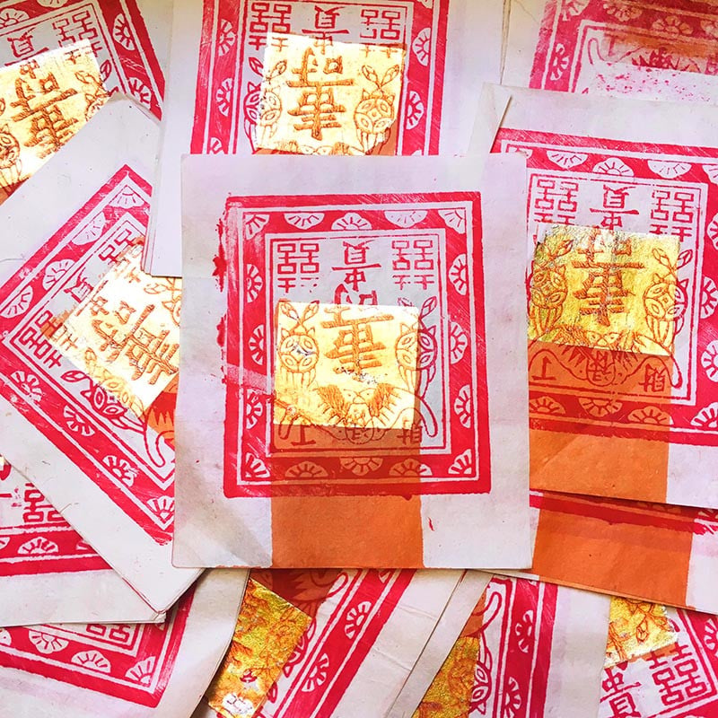 gold golden leaf tool shop chinese antique vintage 1920 1930 decor decoration