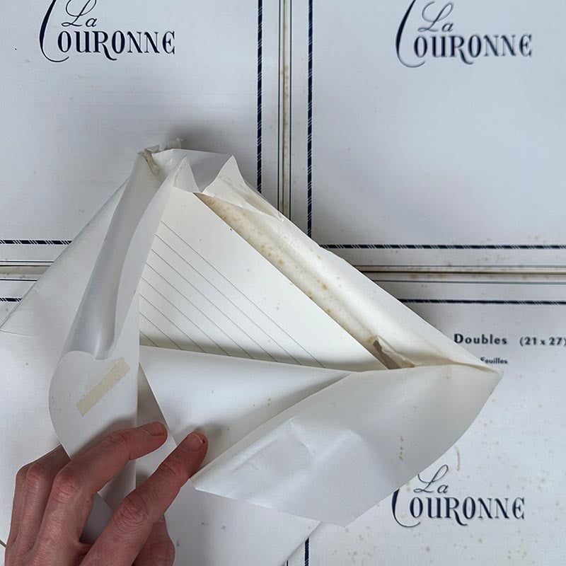 paquet de feuilles doubles de papier la couronne 1950 1960 lignes papeterie ancienne