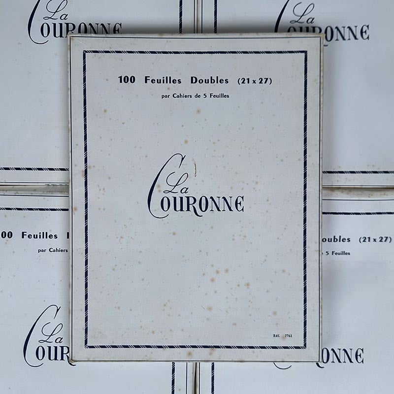 paquet de feuilles doubles de papier la couronne 1950 1960 lignes papeterie ancienne
