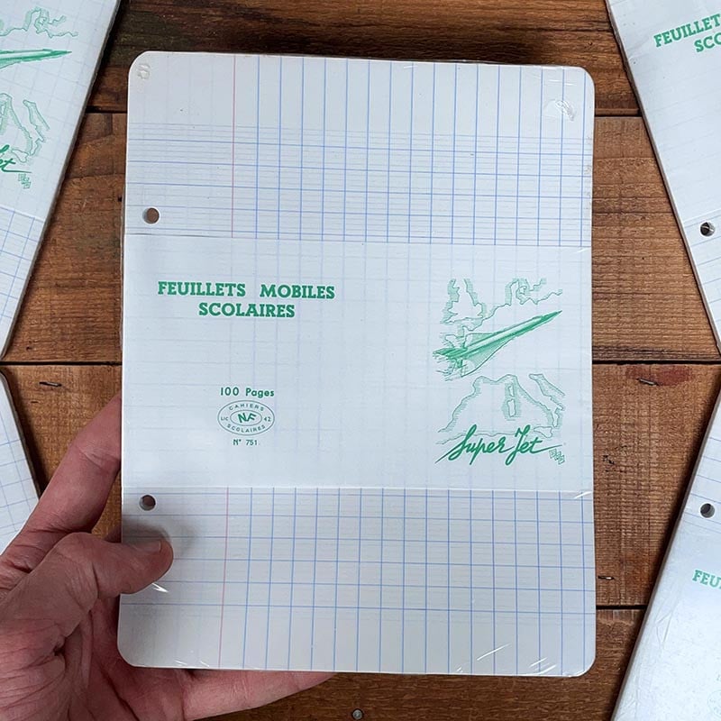 papier ancien feuillets mobiles doubles 100 pages super jet ancien vintage école 1970 1980