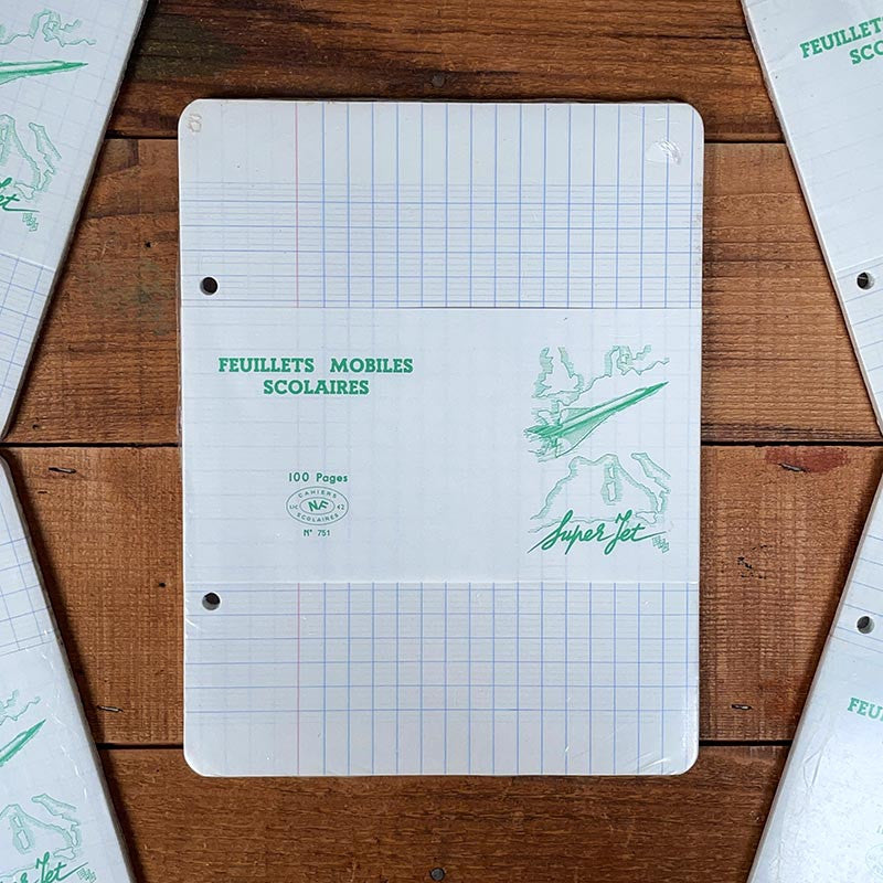 papier ancien feuillets mobiles doubles 100 pages super jet ancien vintage école 1970 1980