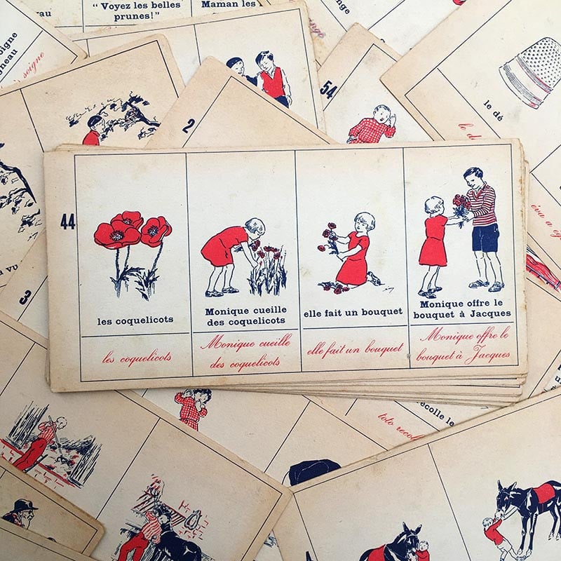fiche lecture méthode mixte ancien vintage armand colin 1950 carton