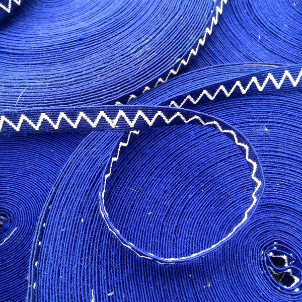 galon ruban ancien militaire bleu blanc zig zag 1920 1930 mercerie