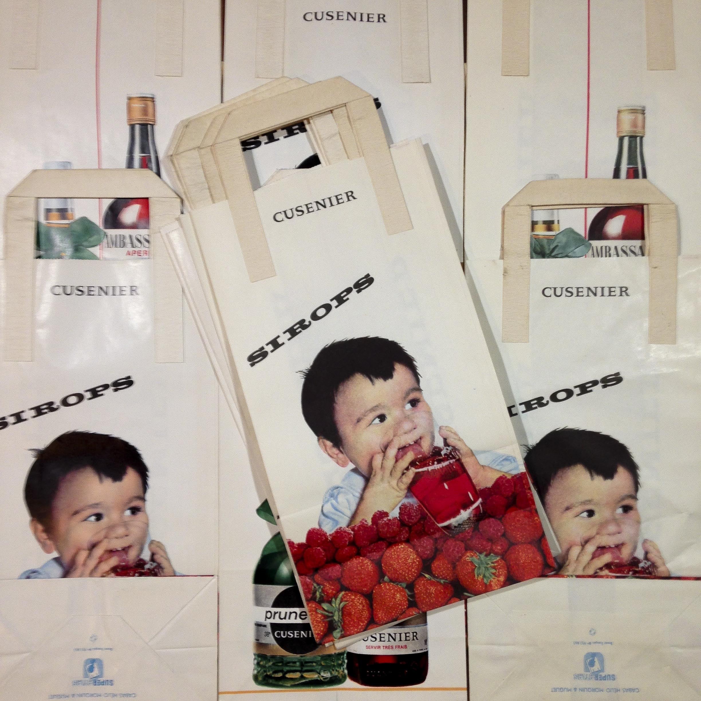 cabas grand cusenier sac papier ancien vintage épicerie 1960