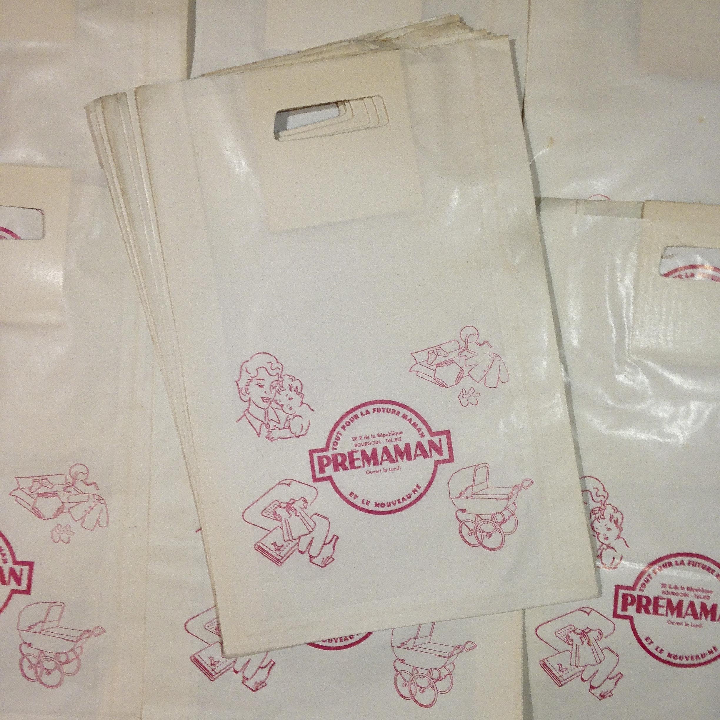 grand cabas sac papier ancien vintage prémaman mercerie 1960