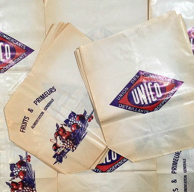sachet ancien grand épicerie unic mangez des fruits commerce 1950 1960