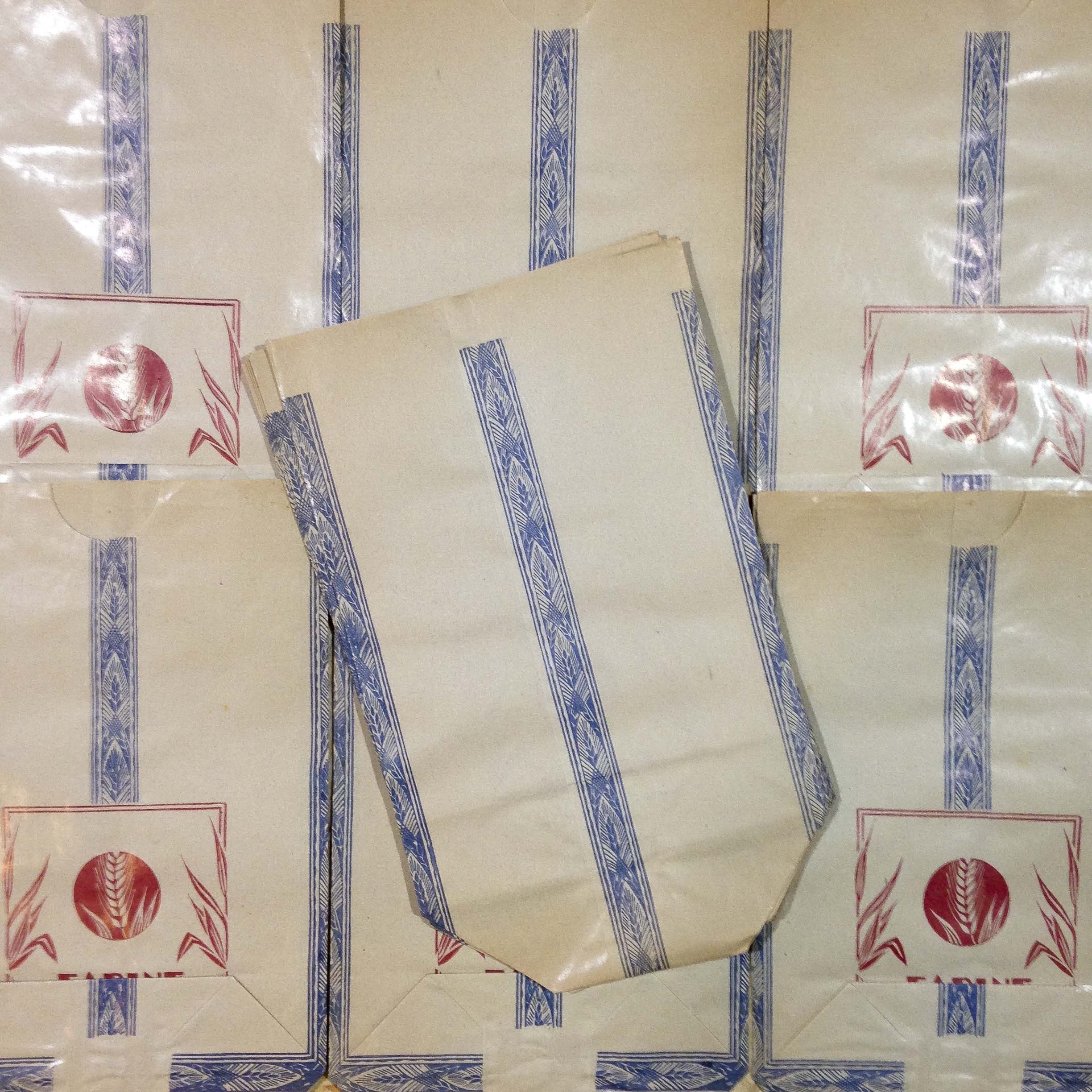 sachet farine blé grand papier ancien vintage épicerie 1960
