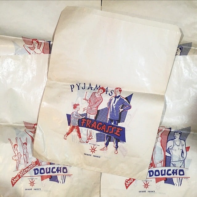 grand sachet sous vetements 1950 1960 droucho pyjamas fracasse