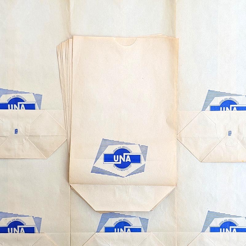 sachet papier épicerie ancienne vintage una 1960 alimentation alimentaire négociant imprimerie kraft