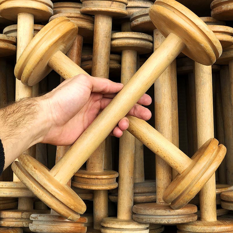 Grande Bobine Large en Bois d'Atelier 1930