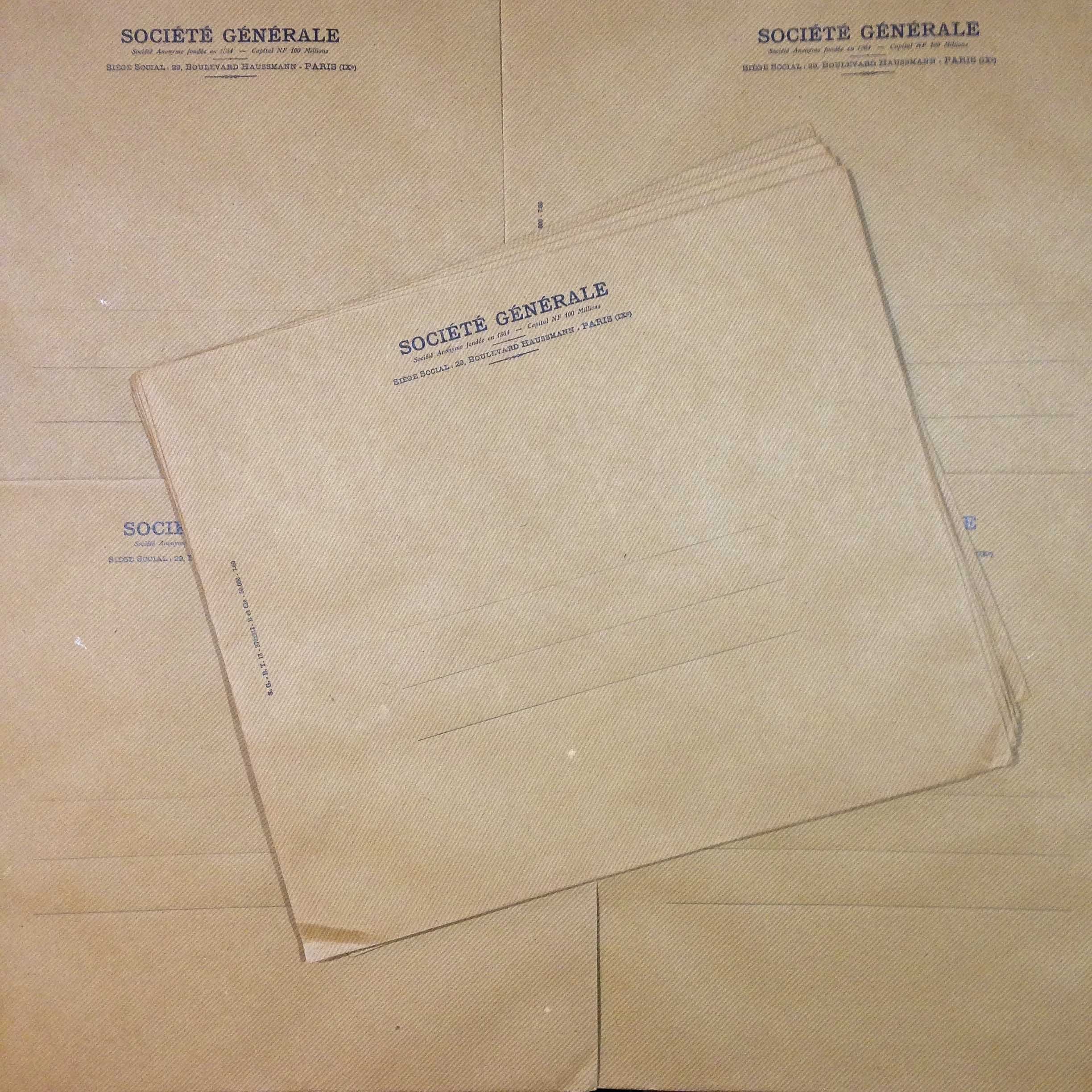 grande enveloppe société générale papier cartonné ancien vintage épicerie 1950