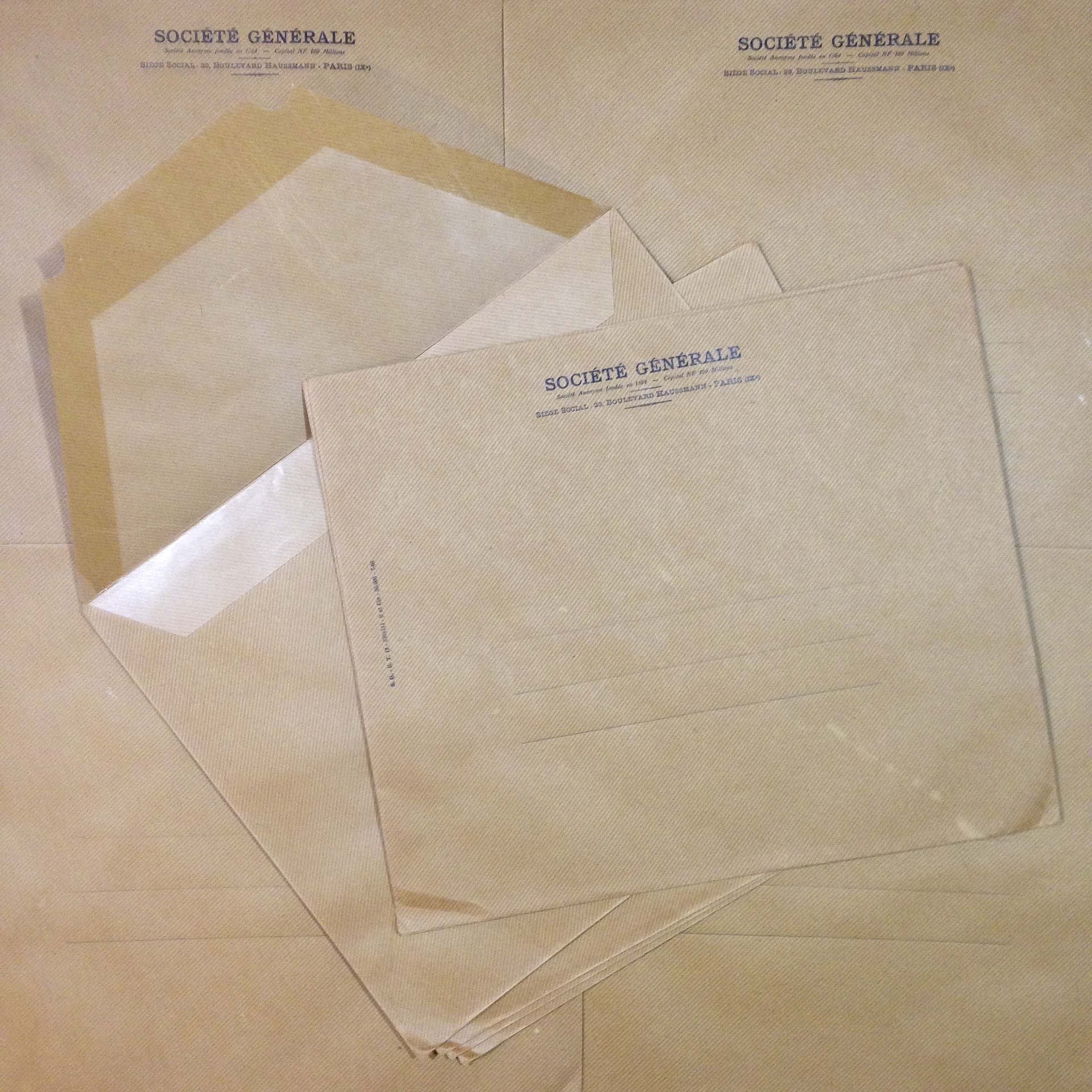 grande enveloppe société générale papier cartonné ancien vintage épicerie 1950