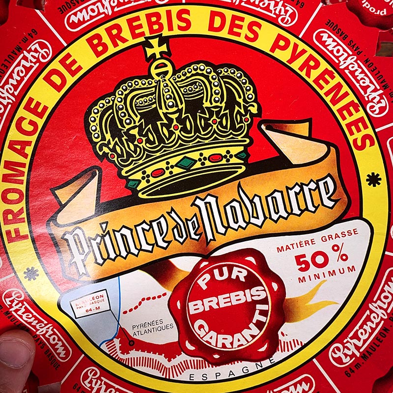 étiquette fromage ancien vintage fromagerie 1960 pyrénéfrom pyrénées pur brebis prince de navarre 1970 mauléon