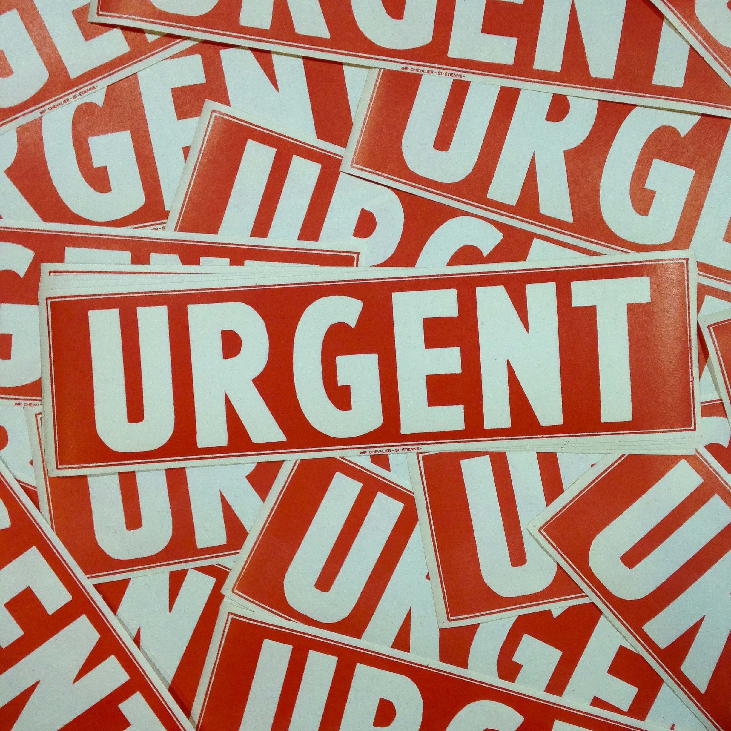 étiquette urgent ancien vintage papier grande imprimerie 1950